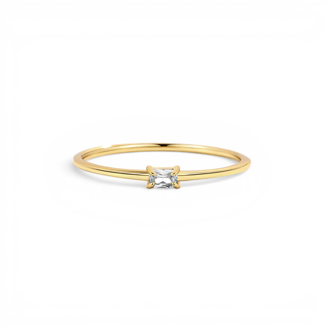 Diamond Dainty Baguette Stacking Ring — Vanny Jewels