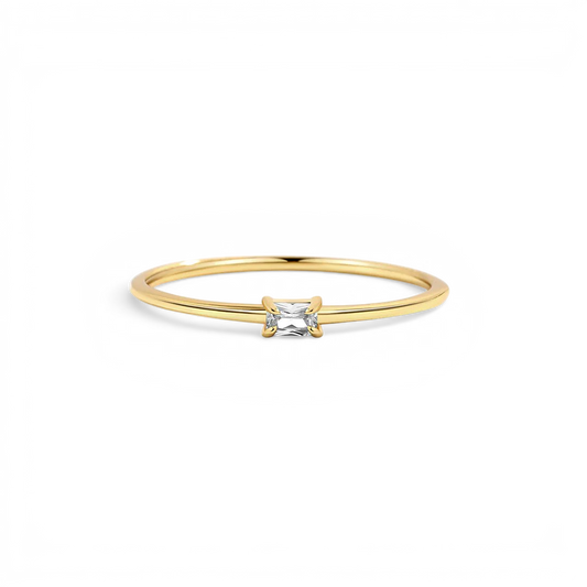 Diamond Dainty Baguette Stacking Ring — Vanny Jewels