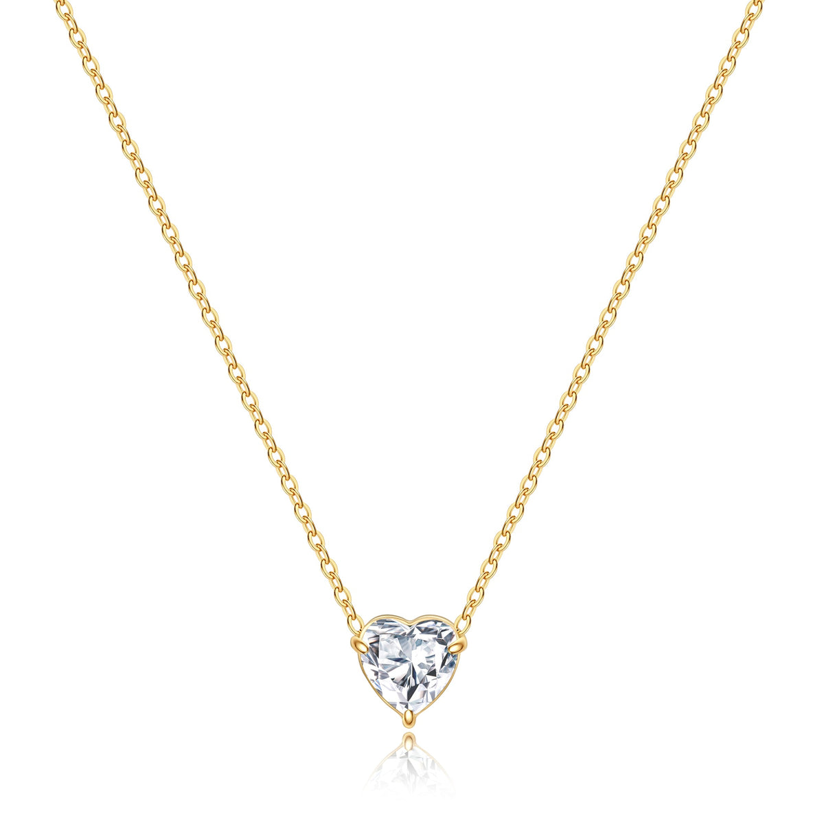 Dainty Birthstone Heart Necklace with April birthstone