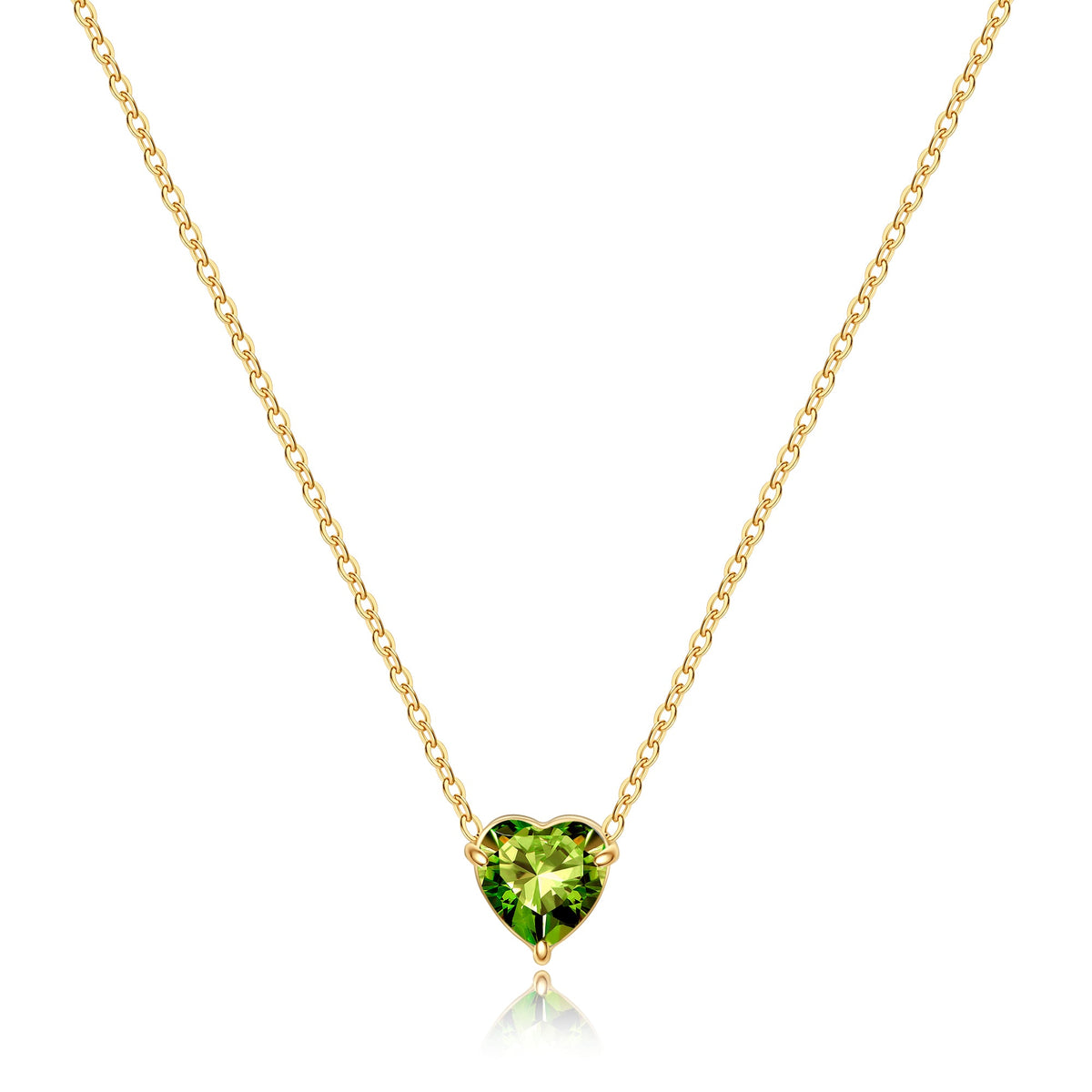 Dainty Birthstone Heart Necklace with August birthstone