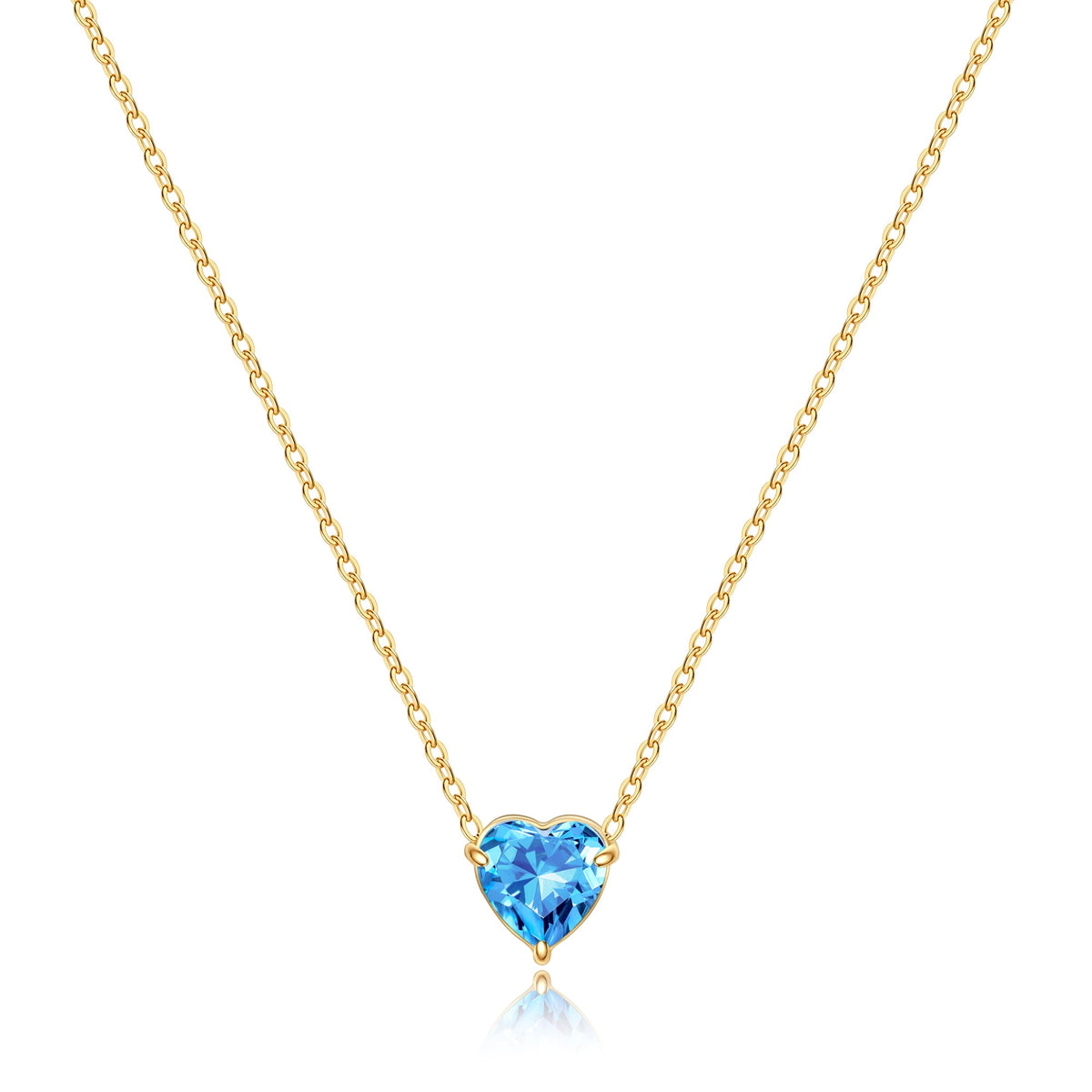 Dainty Birthstone Heart Necklace with December birthstone