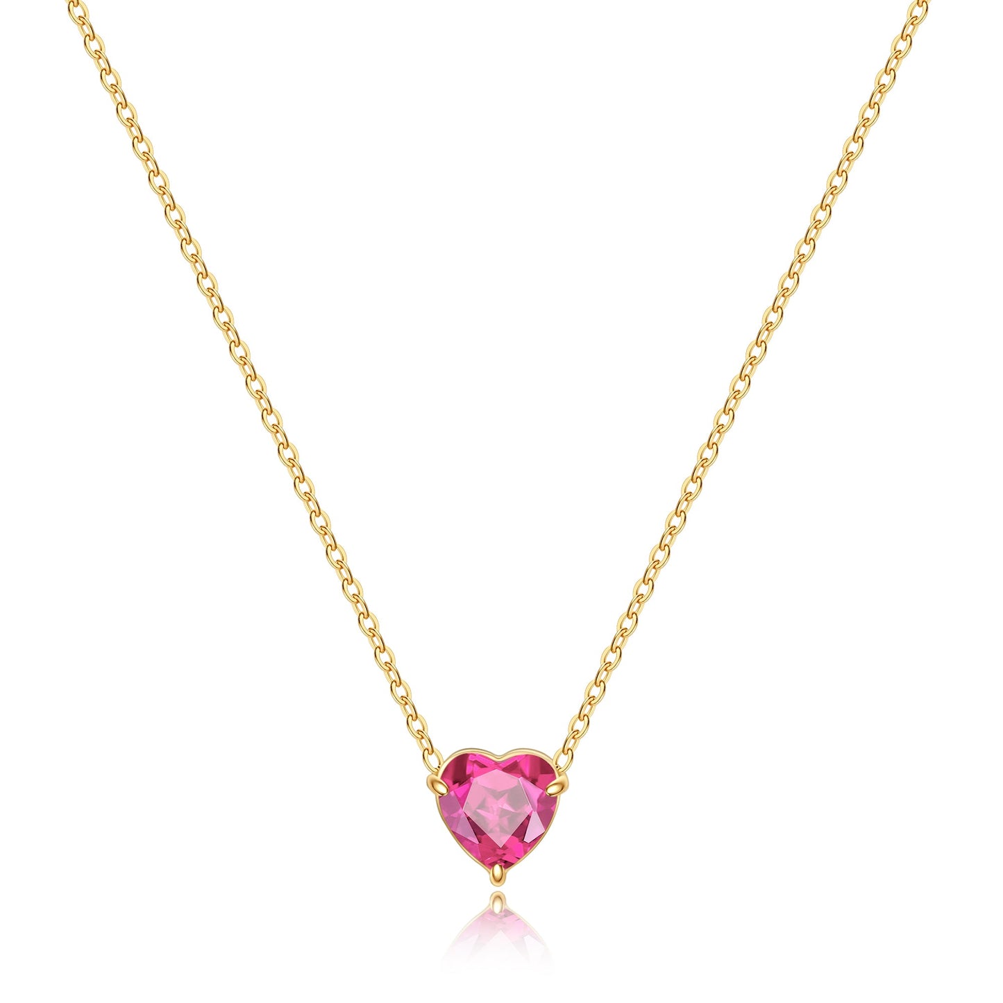 Dainty Birthstone Heart Necklace with July birthstone