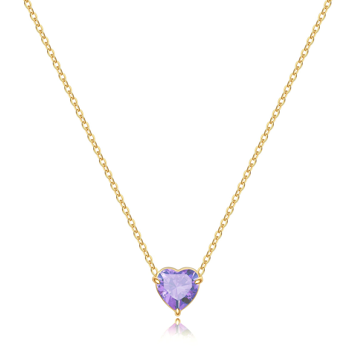 Dainty Birthstone Heart Necklace with June birthstone