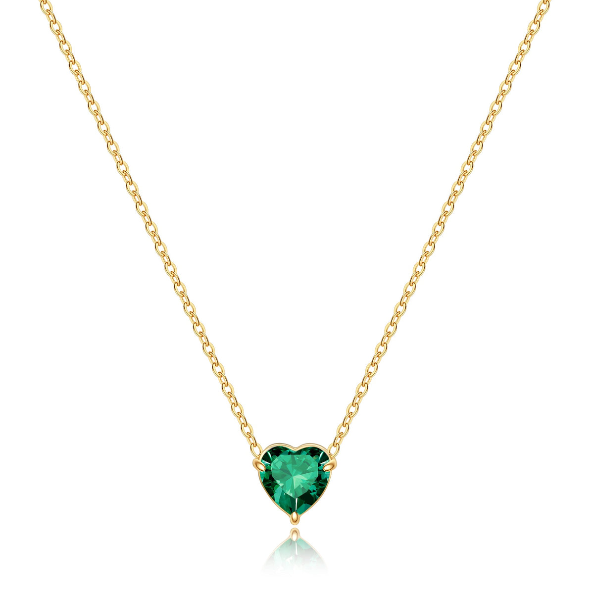 Dainty Birthstone Heart Necklace with May birthstone