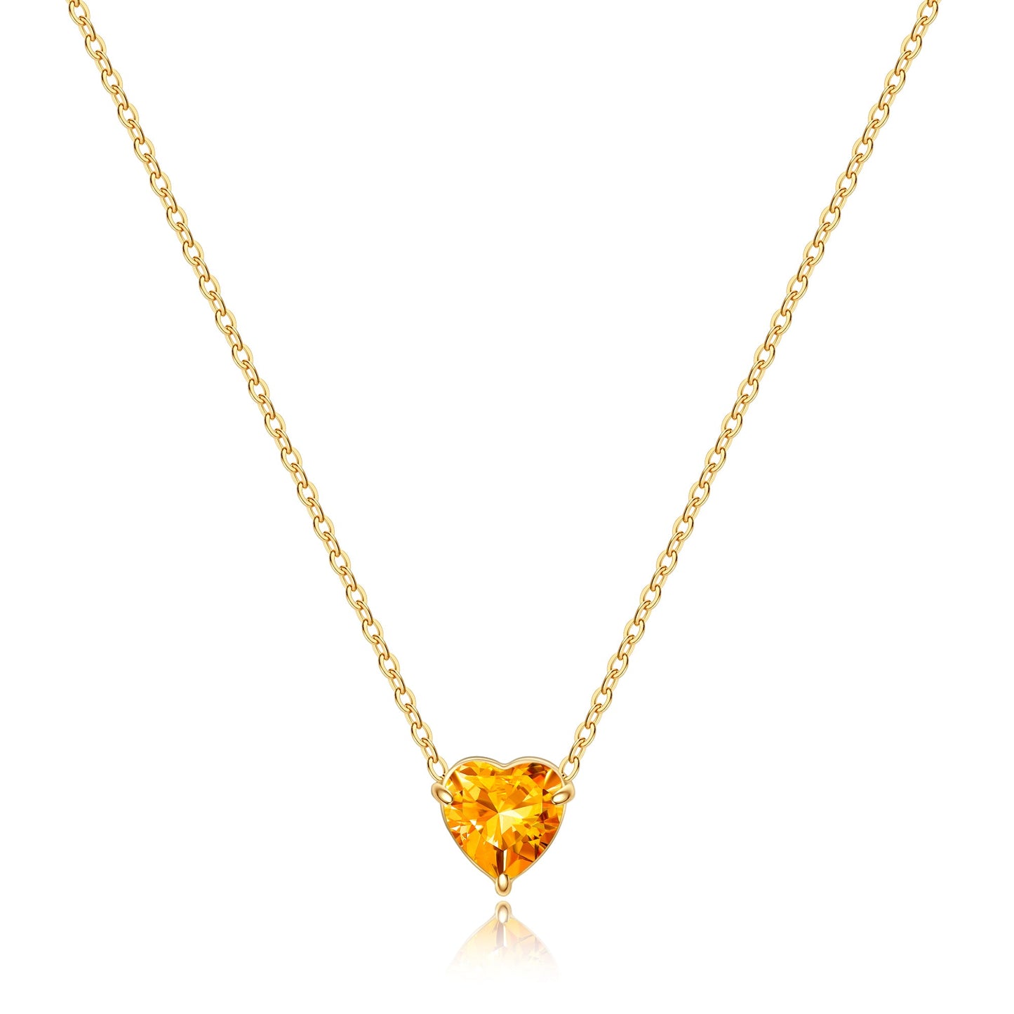 Dainty Birthstone Heart Necklace with November birthstone