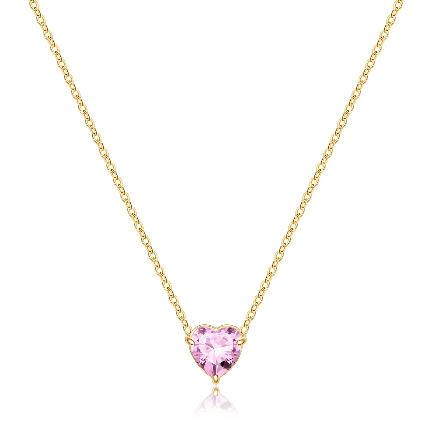 Dainty Birthstone Heart Necklace with October birthstone