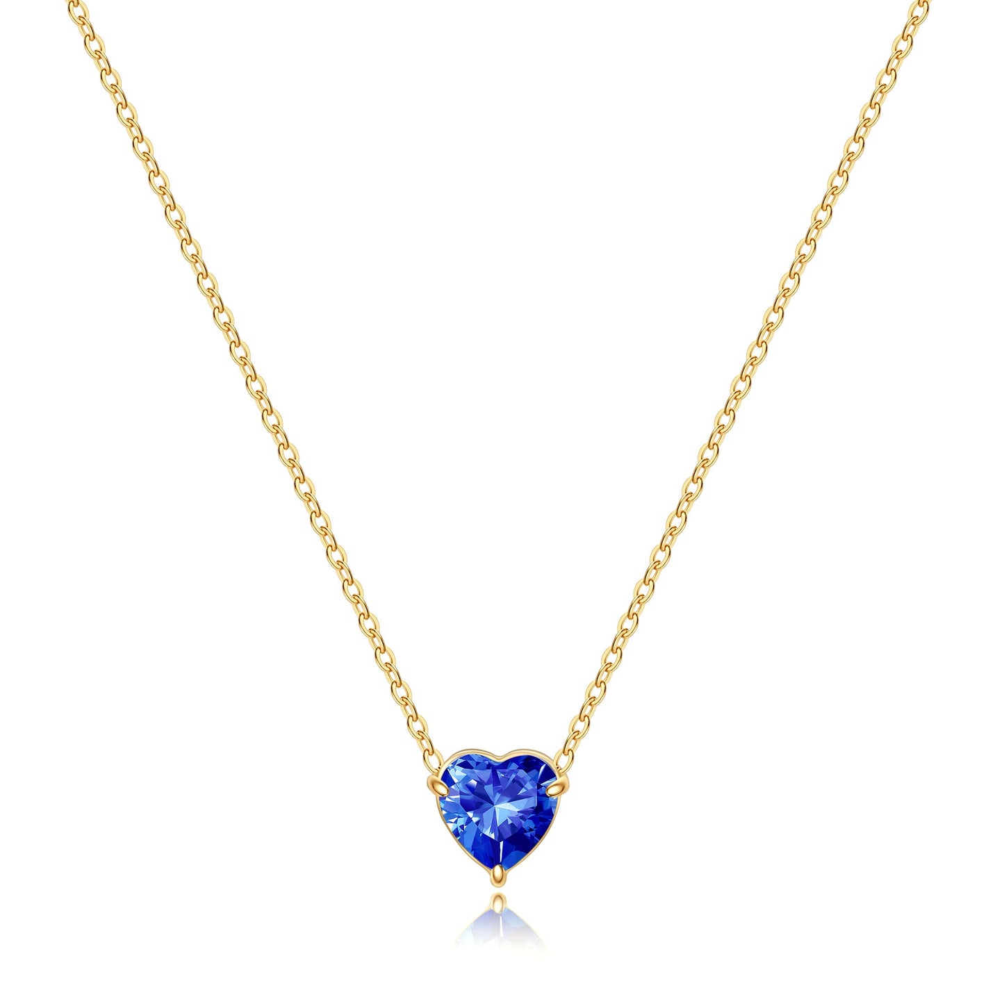 Dainty Birthstone Heart Necklace with September birthstone