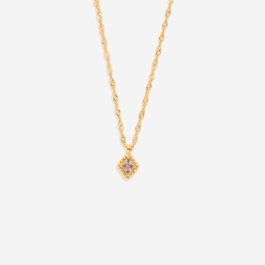 Dainty Birthstone Kite Necklace with February birthstone