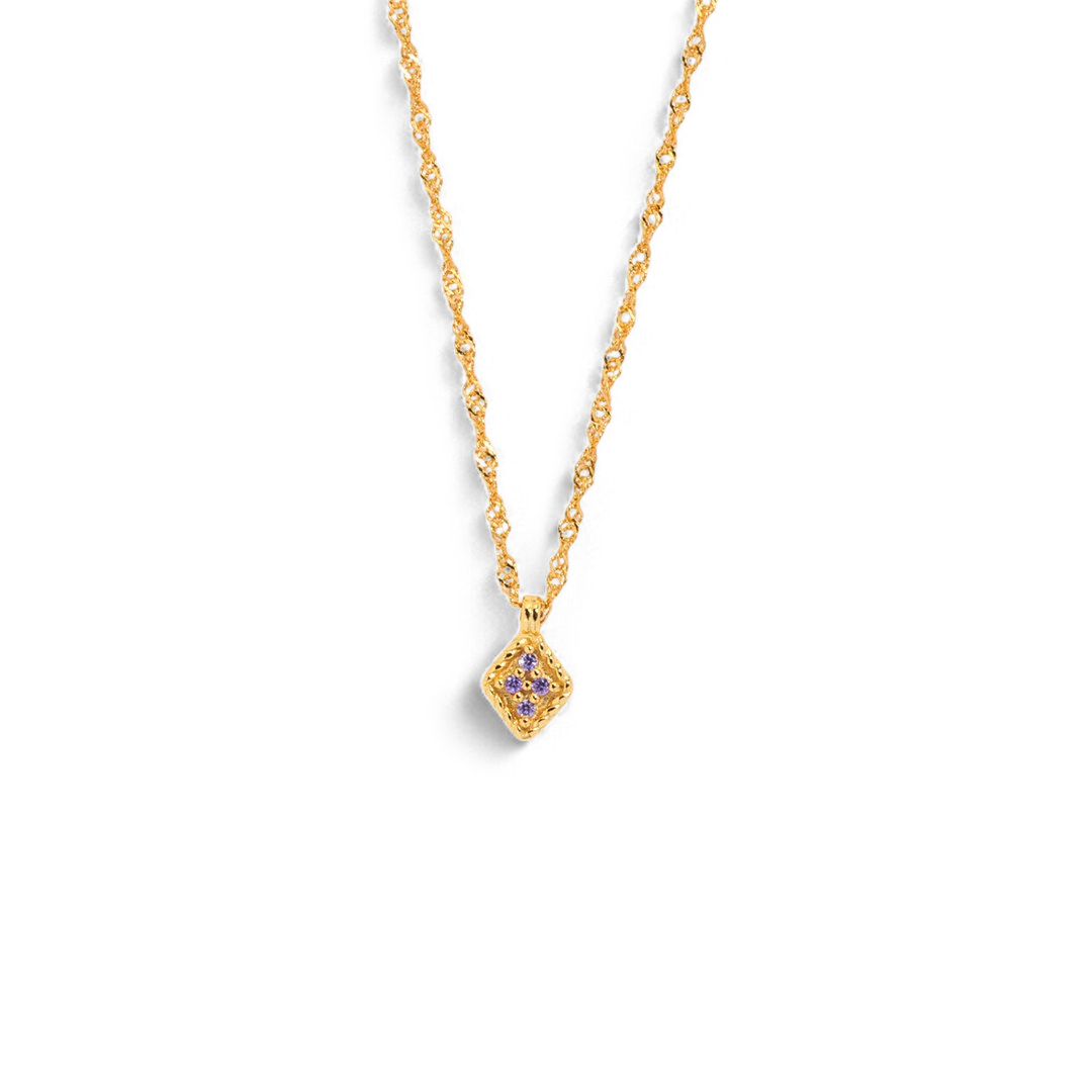 Dainty Birthstone Kite Necklace with February birthstone