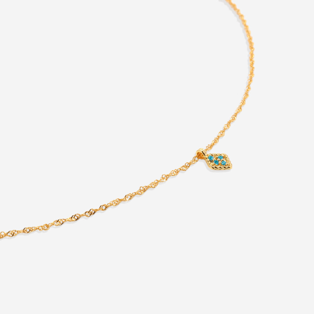 Dainty Birthstone Kite Necklace with March birthstone