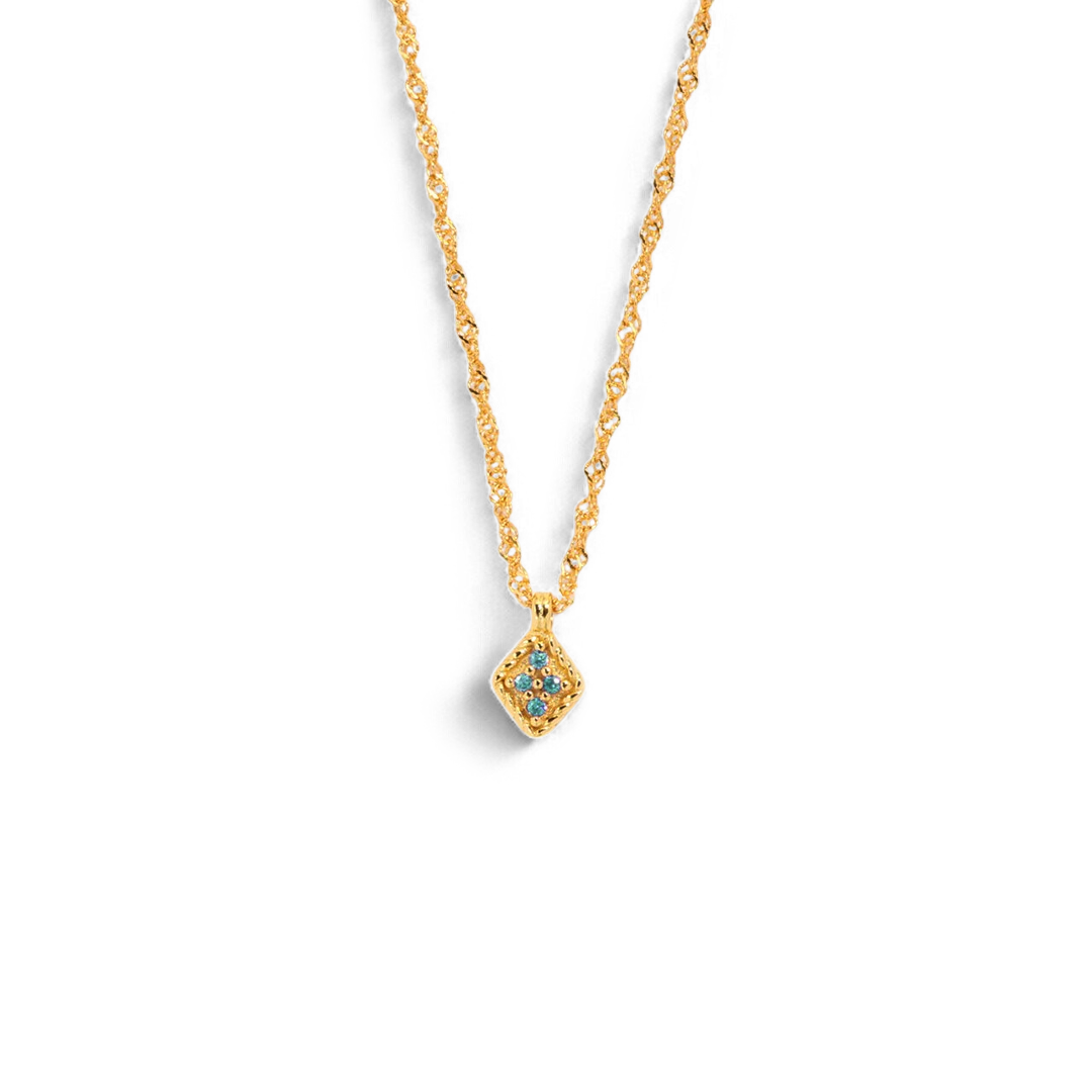 Dainty Birthstone Kite Necklace with March birthstone