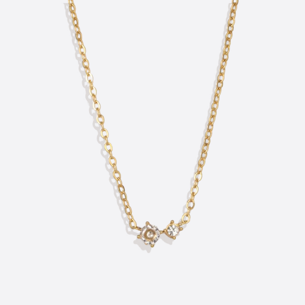 Dainty Birthstone Solitaire Necklace with Diamond Accent with April birthstone