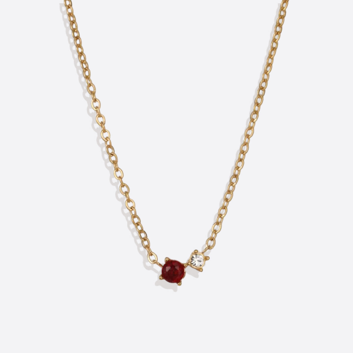 Dainty Birthstone Solitaire Necklace with Diamond Accent with January birthstone