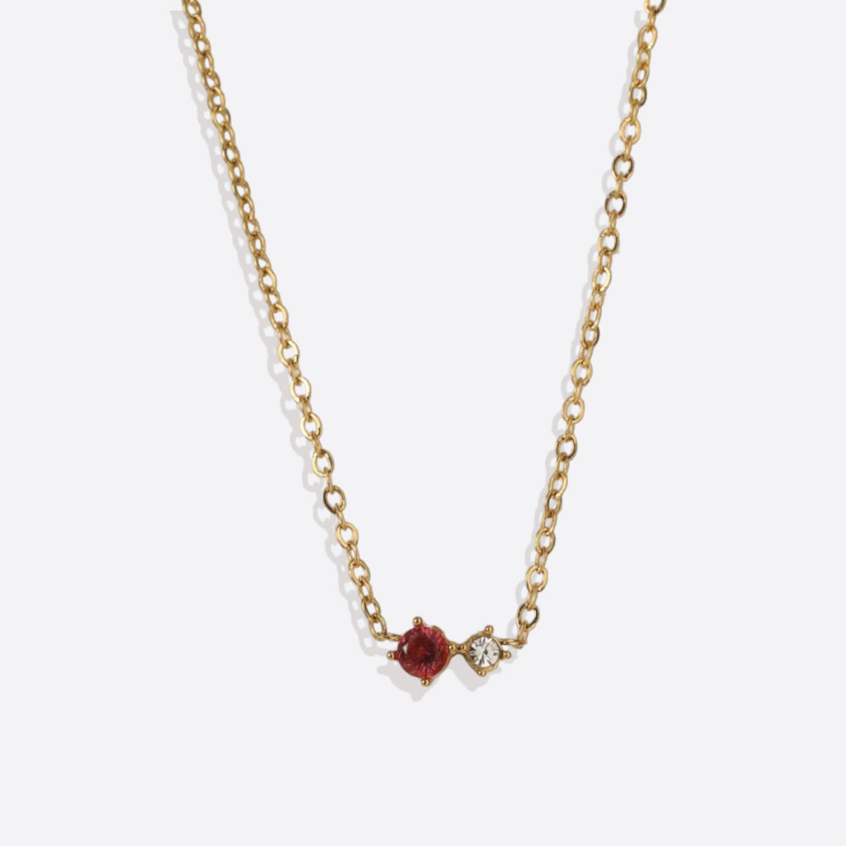 Dainty Birthstone Solitaire Necklace with Diamond Accent with July birthstone