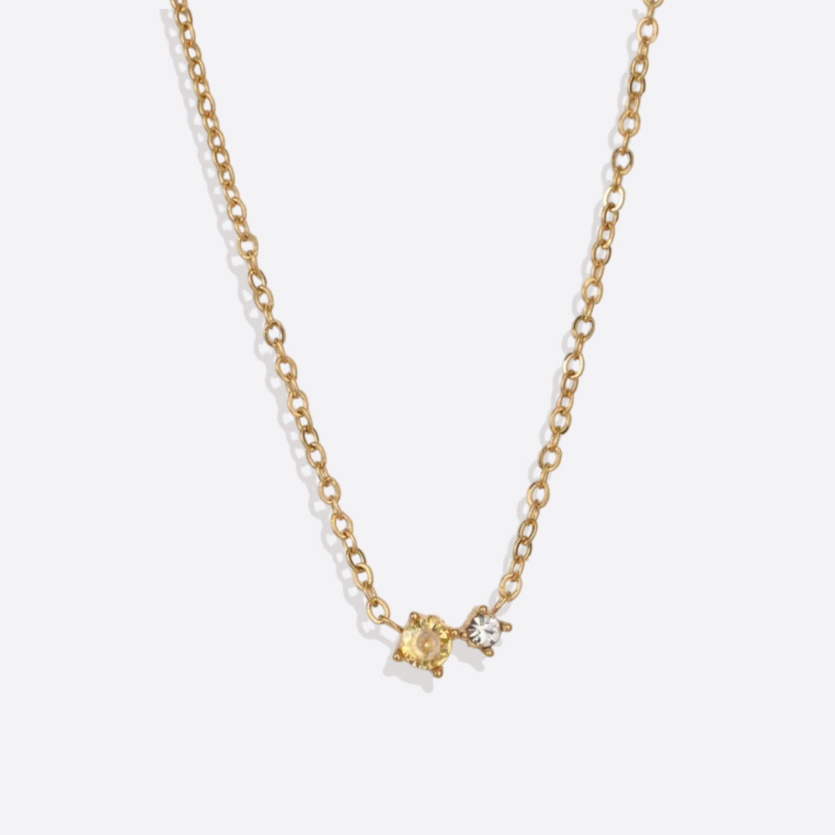 Dainty Birthstone Solitaire Necklace with Diamond Accent