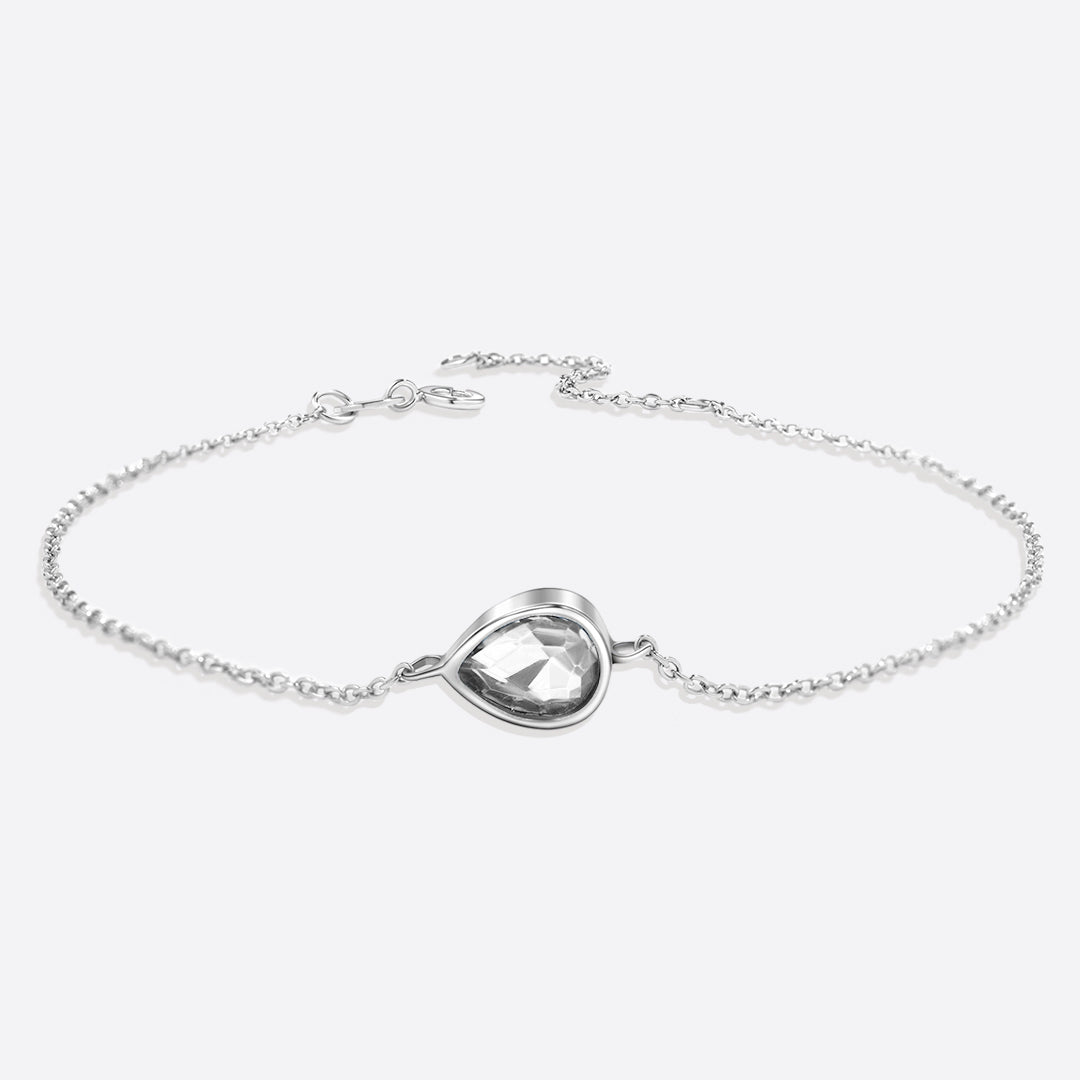 Teardrop Birthstone Bracelet in 925 sterling silver with April birthstone
