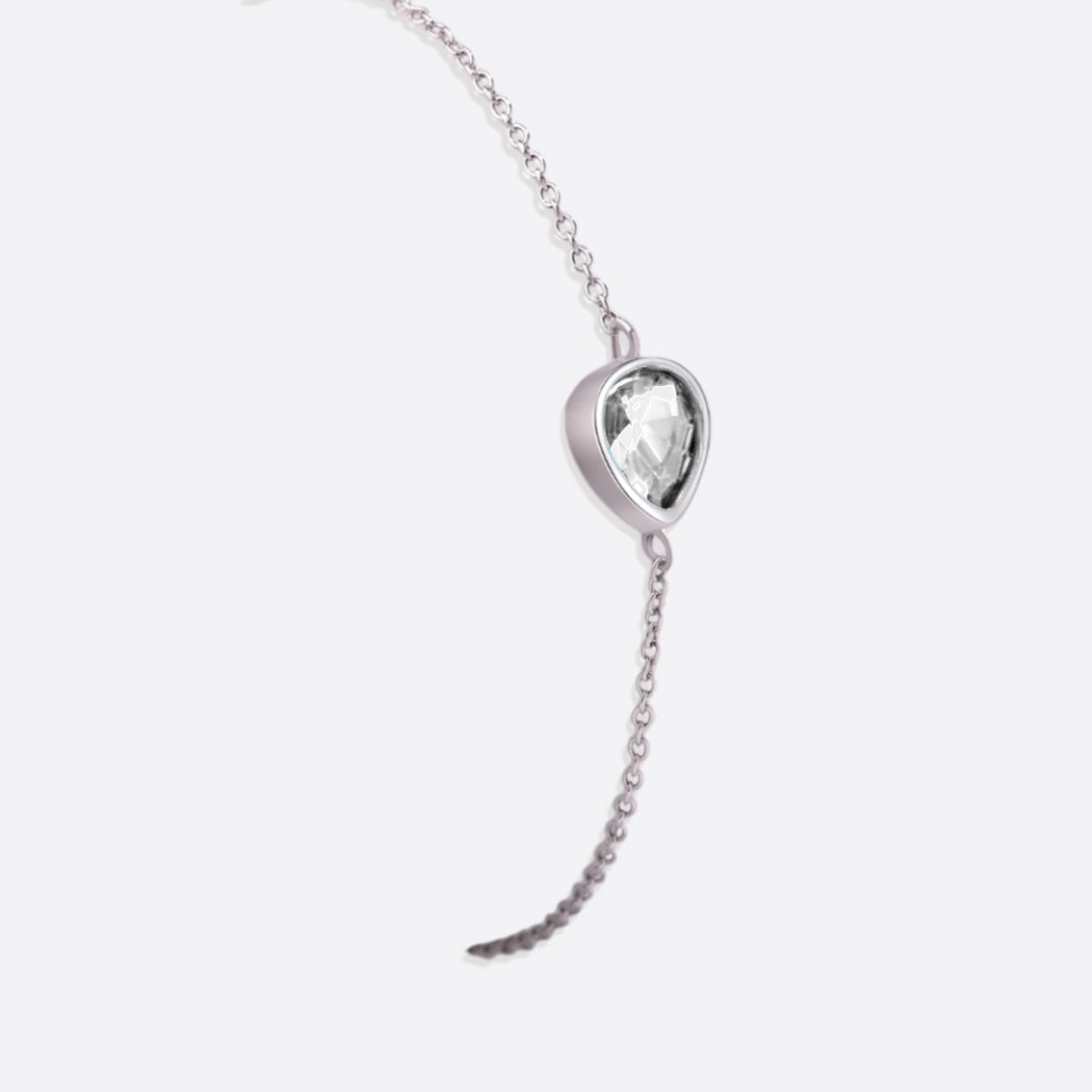 Teardrop Birthstone Bracelet in 925 sterling silver with April birthstone