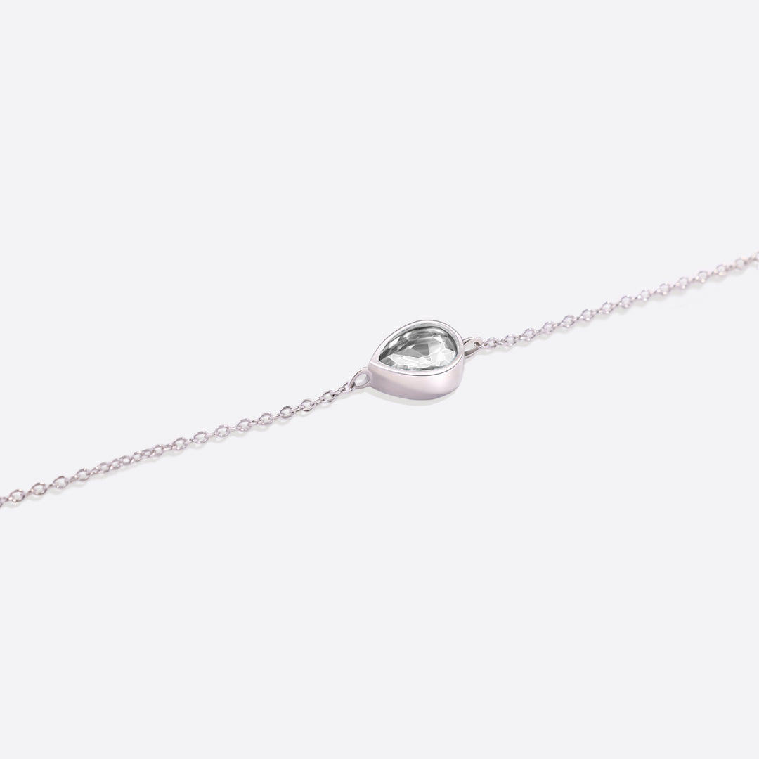 Teardrop Birthstone Bracelet in 925 sterling silver with April birthstone