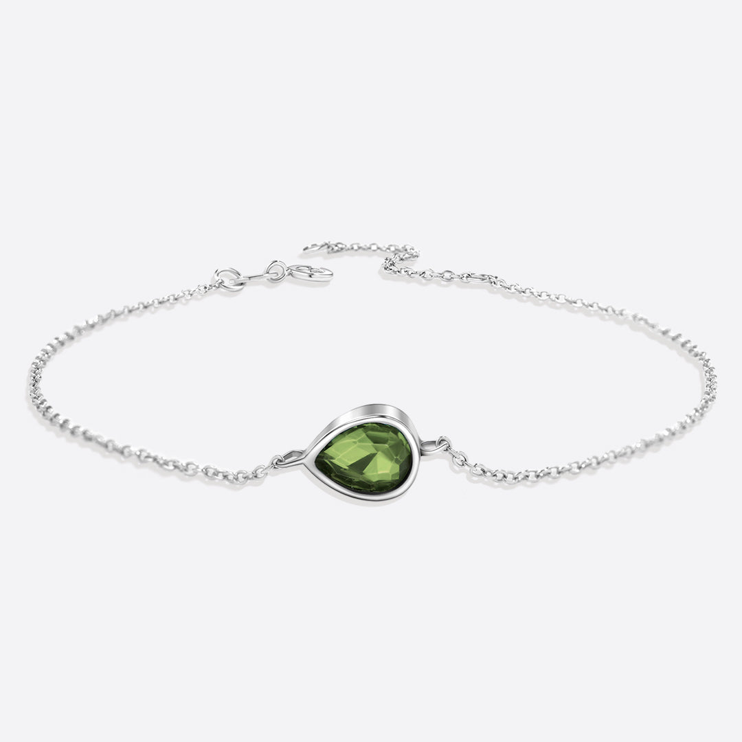 Teardrop Birthstone Bracelet in 925 sterling silver with August birthstone