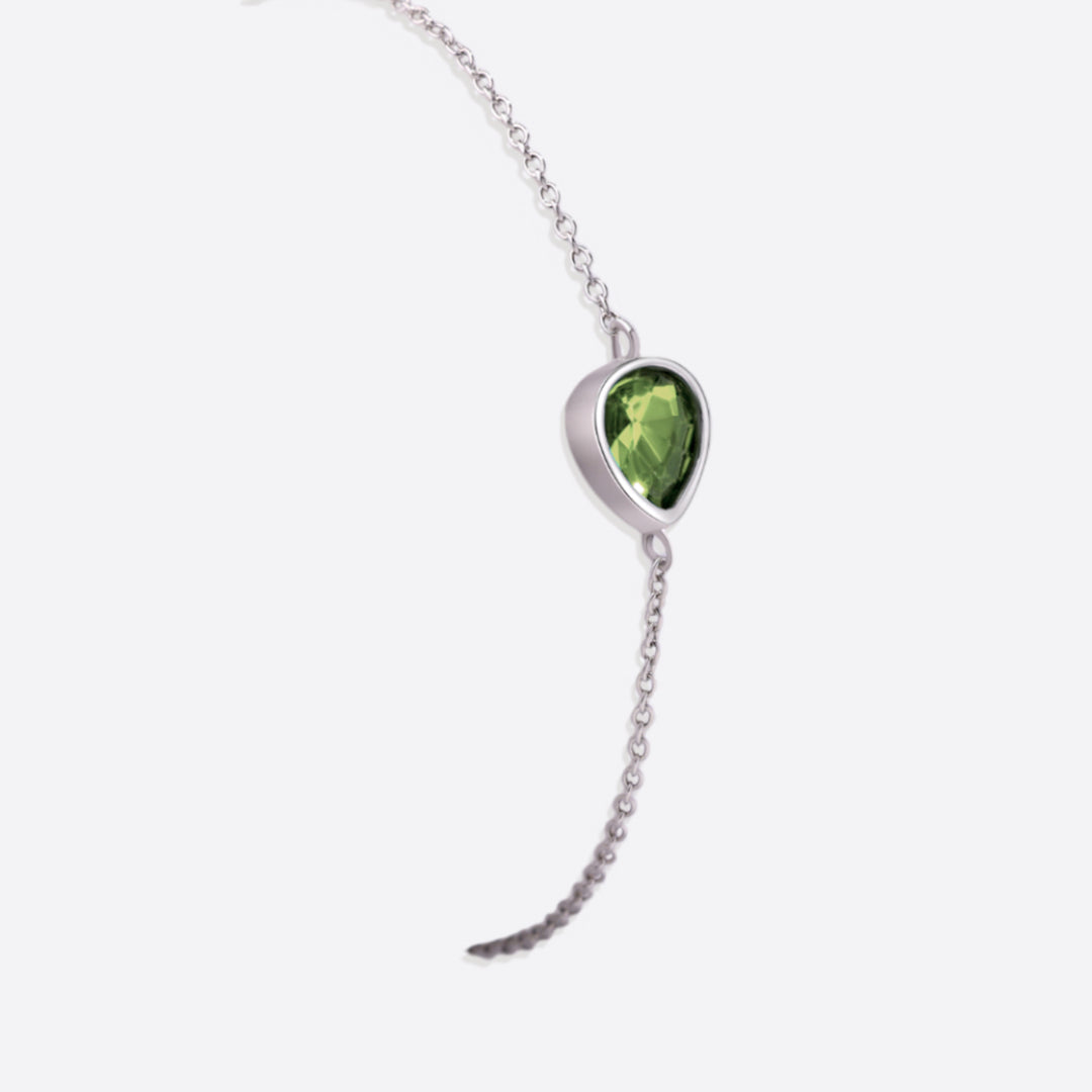 Teardrop Birthstone Bracelet in 925 sterling silver with August birthstone