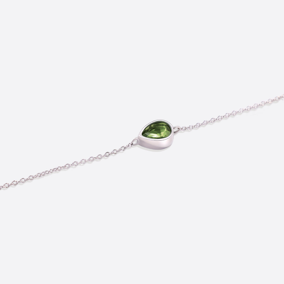 Teardrop Birthstone Bracelet in 925 sterling silver with August birthstone