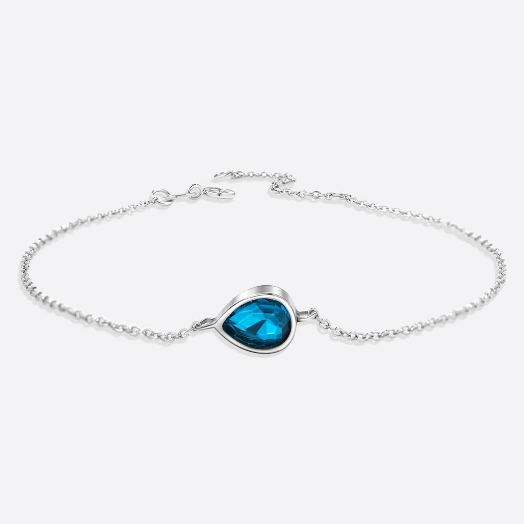 Teardrop Birthstone Bracelet in 925 sterling silver with December birthstone