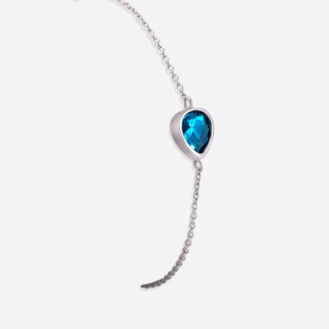 Teardrop Birthstone Bracelet in 925 sterling silver with December birthstone