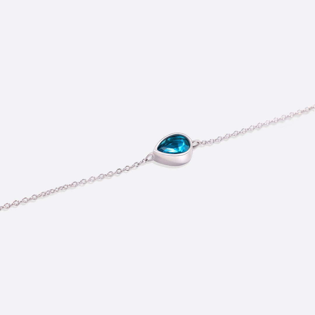 Teardrop Birthstone Bracelet in 925 sterling silver with December birthstone