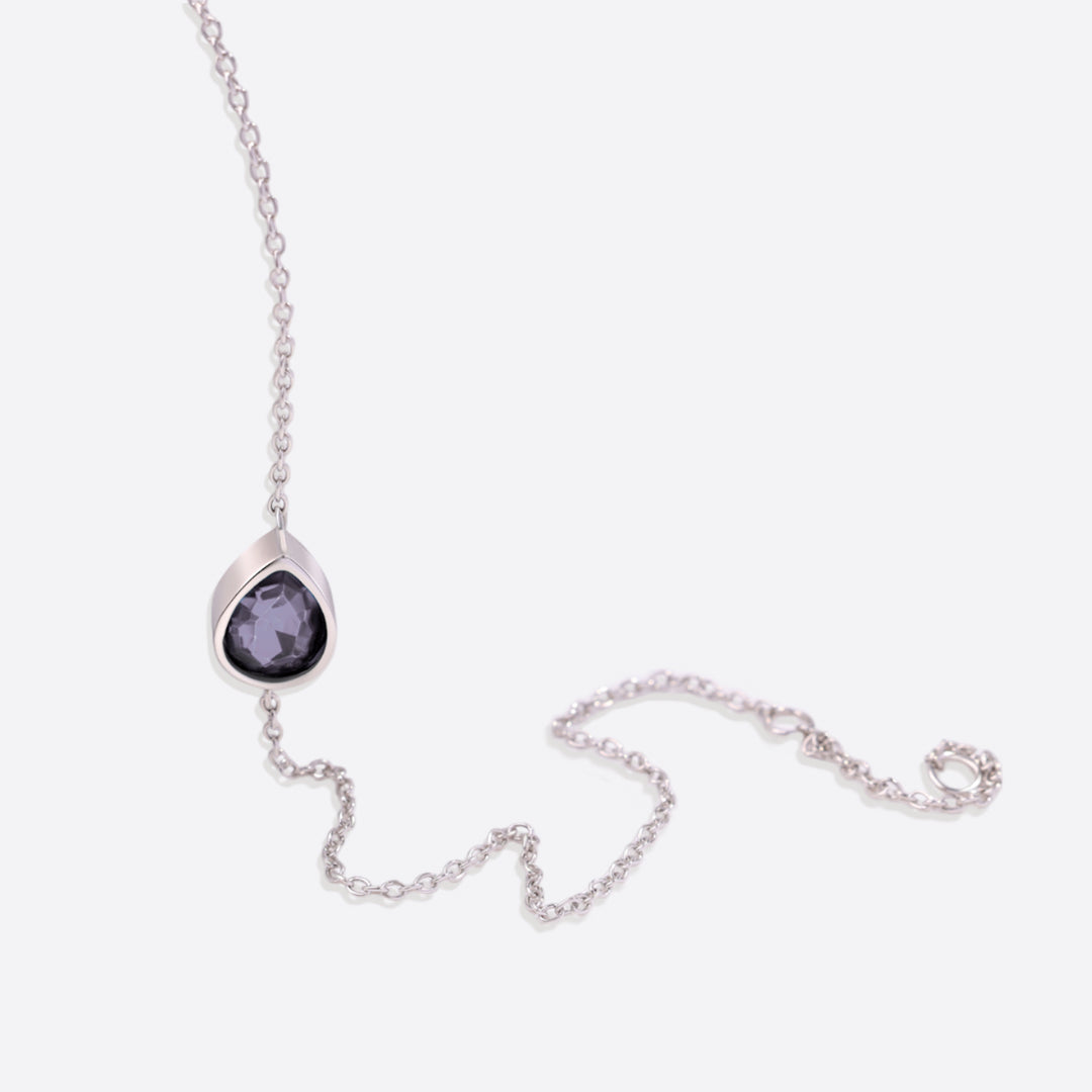 Teardrop Birthstone Bracelet in 925 sterling silver with February birthstone