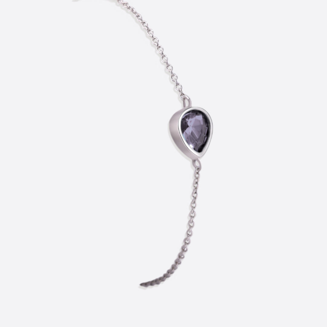Teardrop Birthstone Bracelet in 925 sterling silver with February birthstone