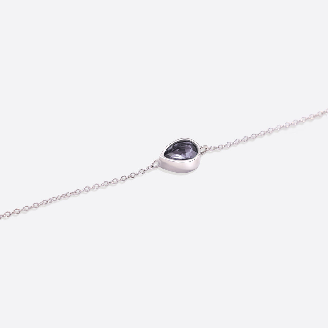 Teardrop Birthstone Bracelet in 925 sterling silver with February birthstone