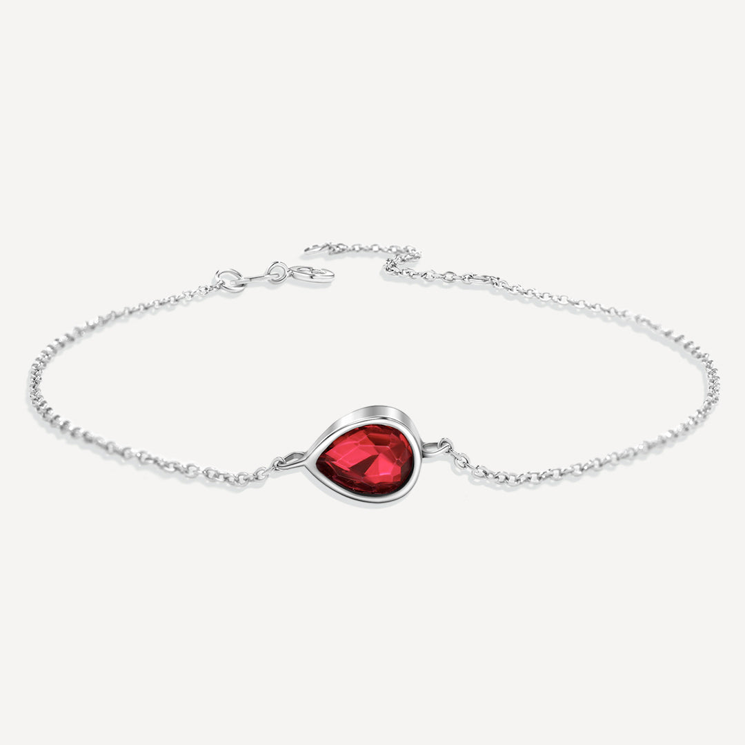 Teardrop Birthstone Bracelet in 925 sterling silver with January birthstone