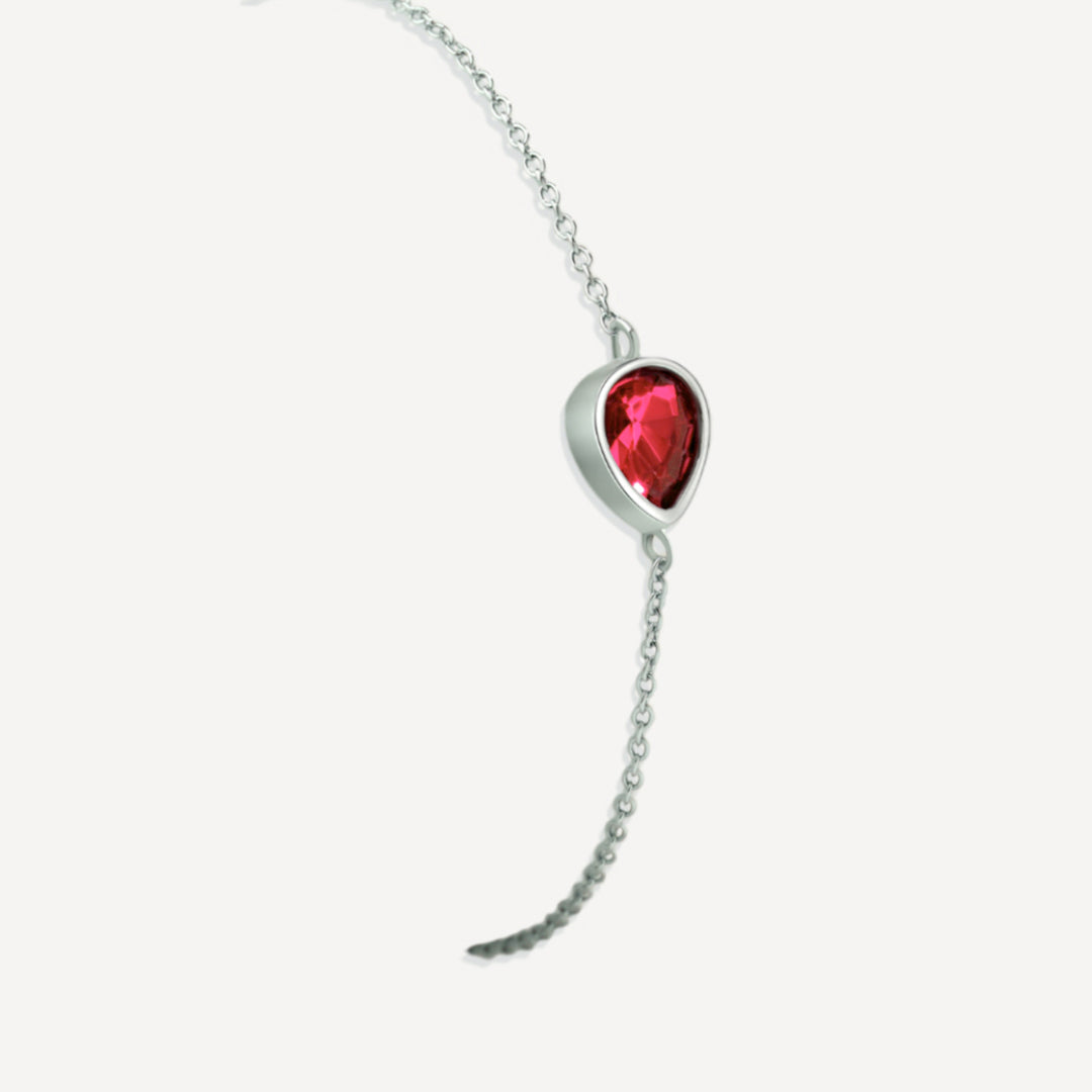Teardrop Birthstone Bracelet in 925 sterling silver with January birthstone