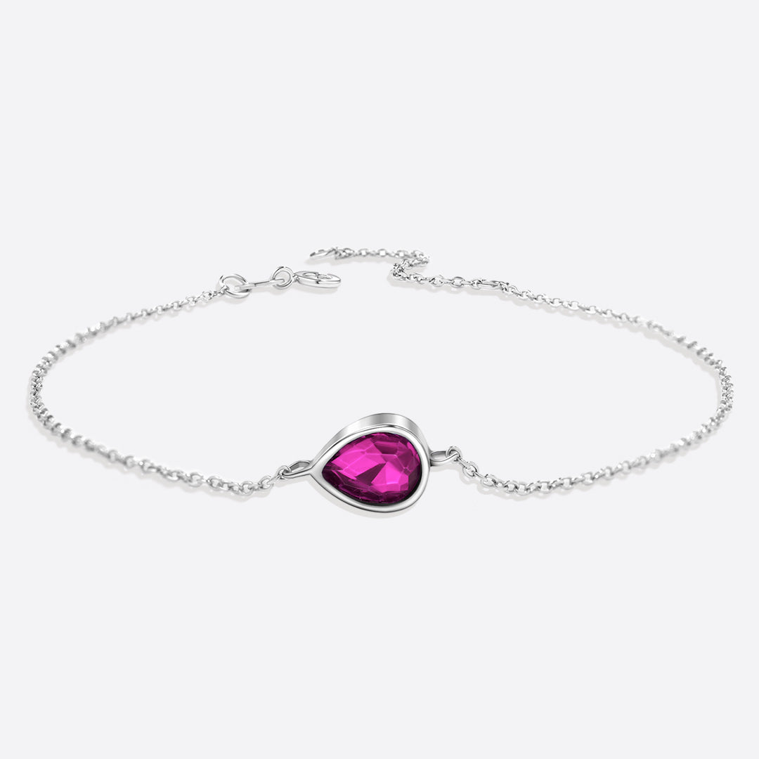 Teardrop Birthstone Bracelet in 925 sterling silver with July birthstone