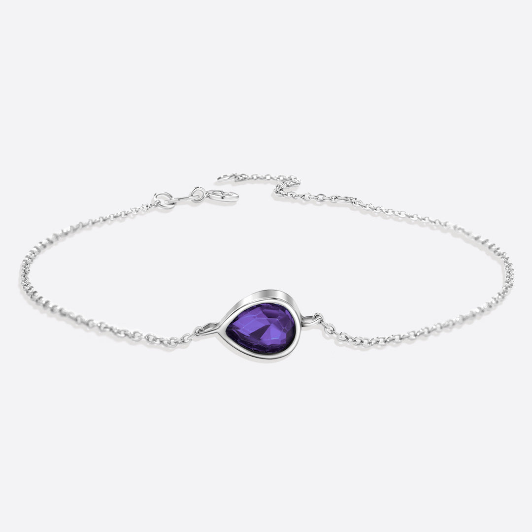 Teardrop Birthstone Bracelet in 925 sterling silver with June birthstone