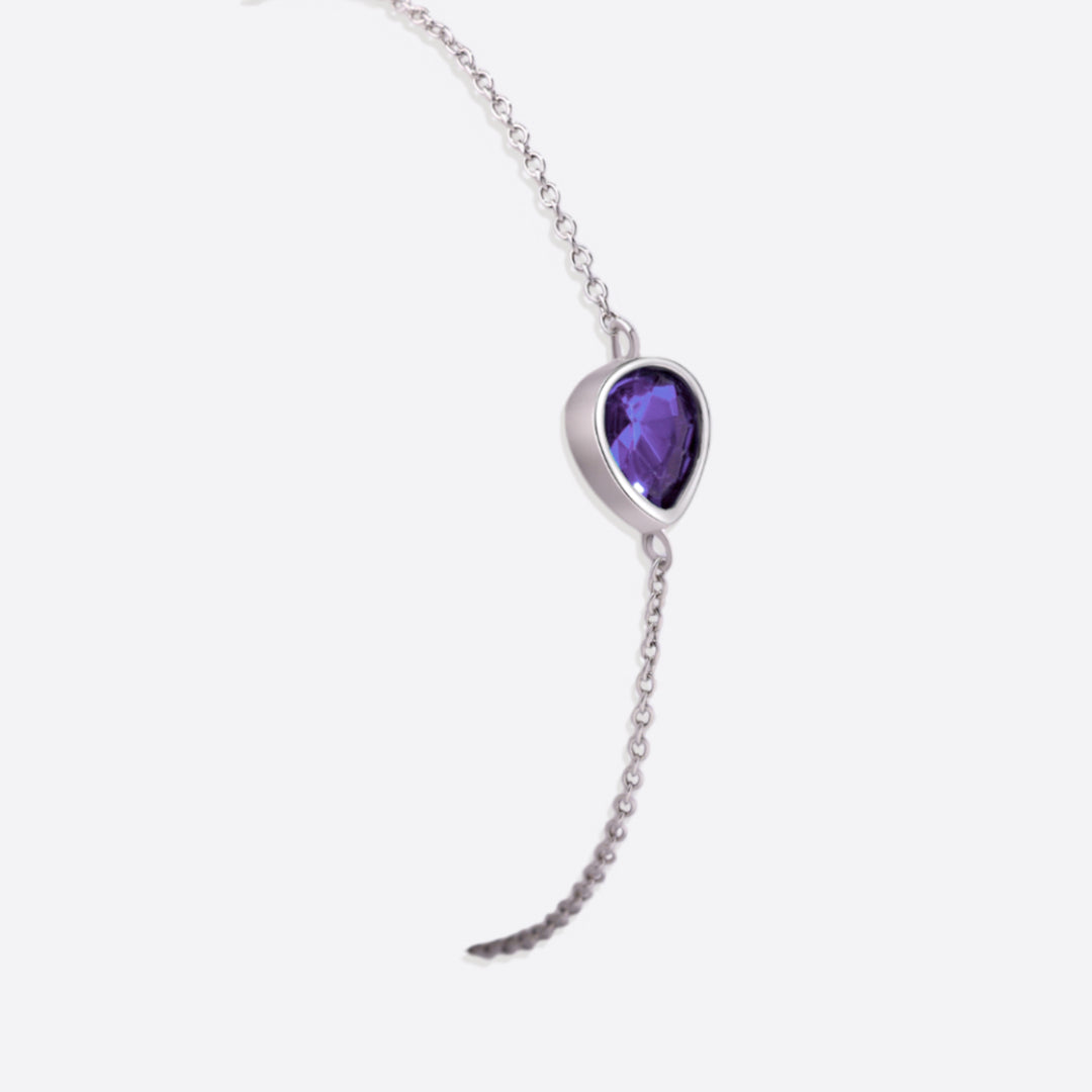 Teardrop Birthstone Bracelet in 925 sterling silver with June birthstone