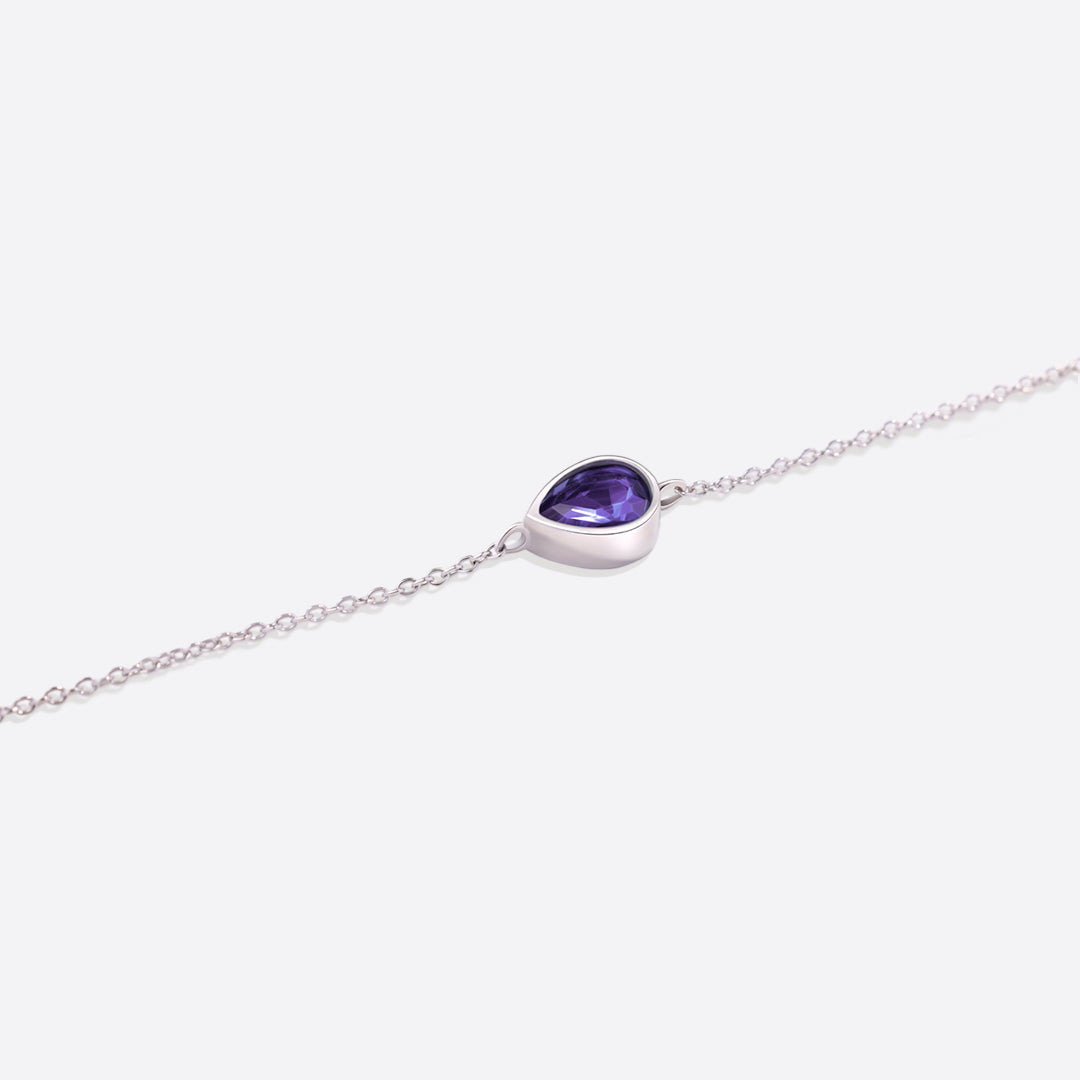 Teardrop Birthstone Bracelet in 925 sterling silver with June birthstone