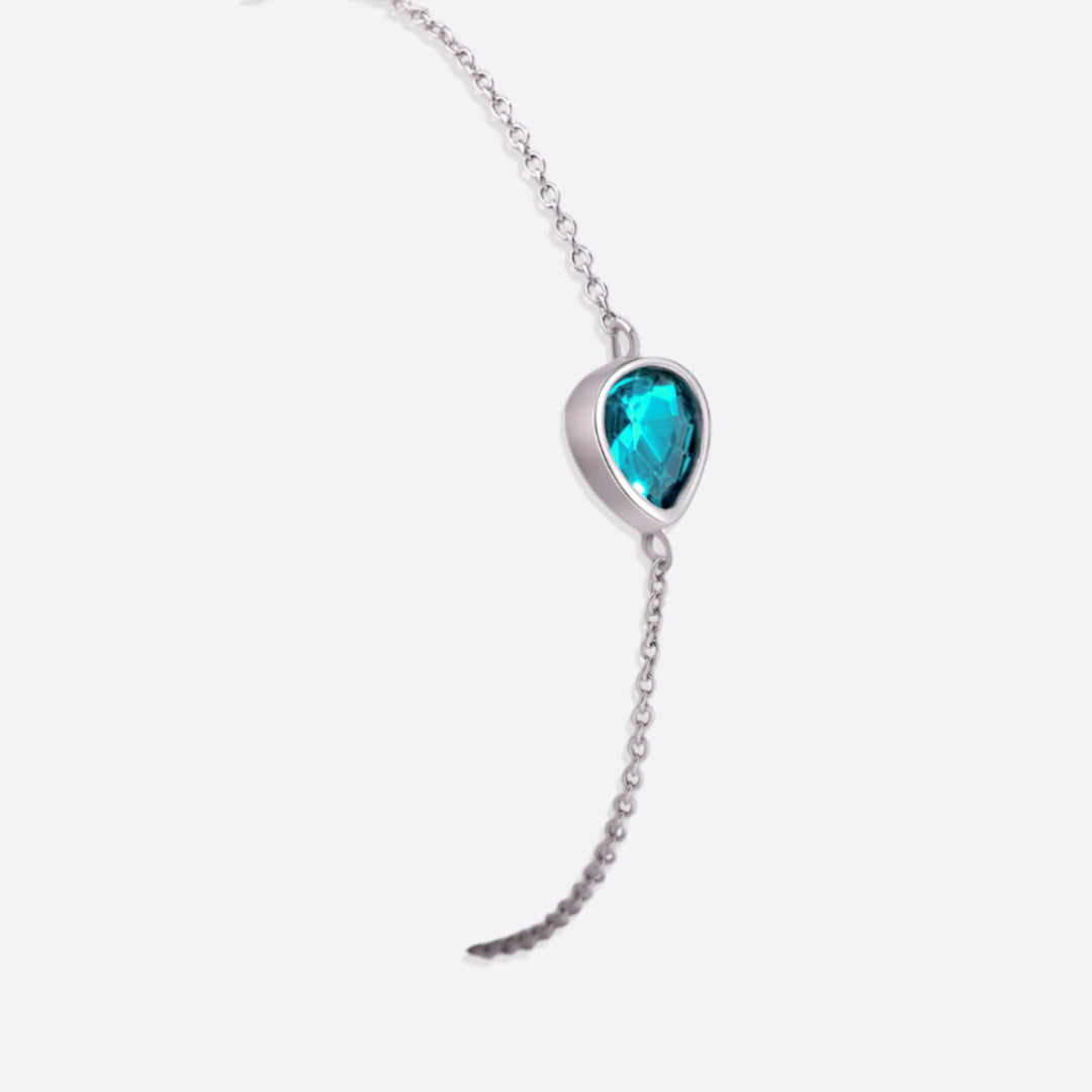 Teardrop Birthstone Bracelet in 925 sterling silver with March birthstone