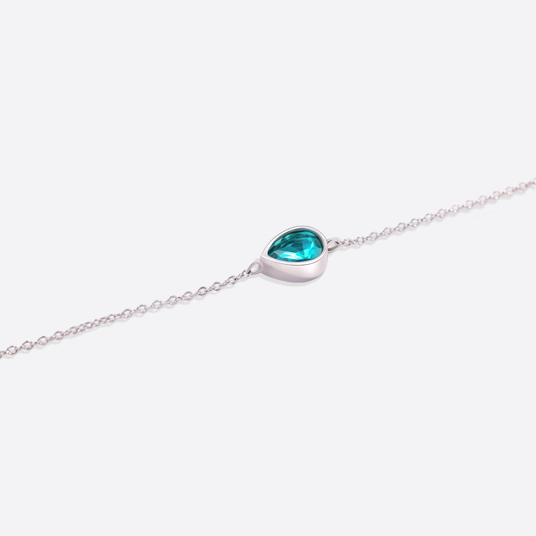 Teardrop Birthstone Bracelet in 925 sterling silver with March birthstone