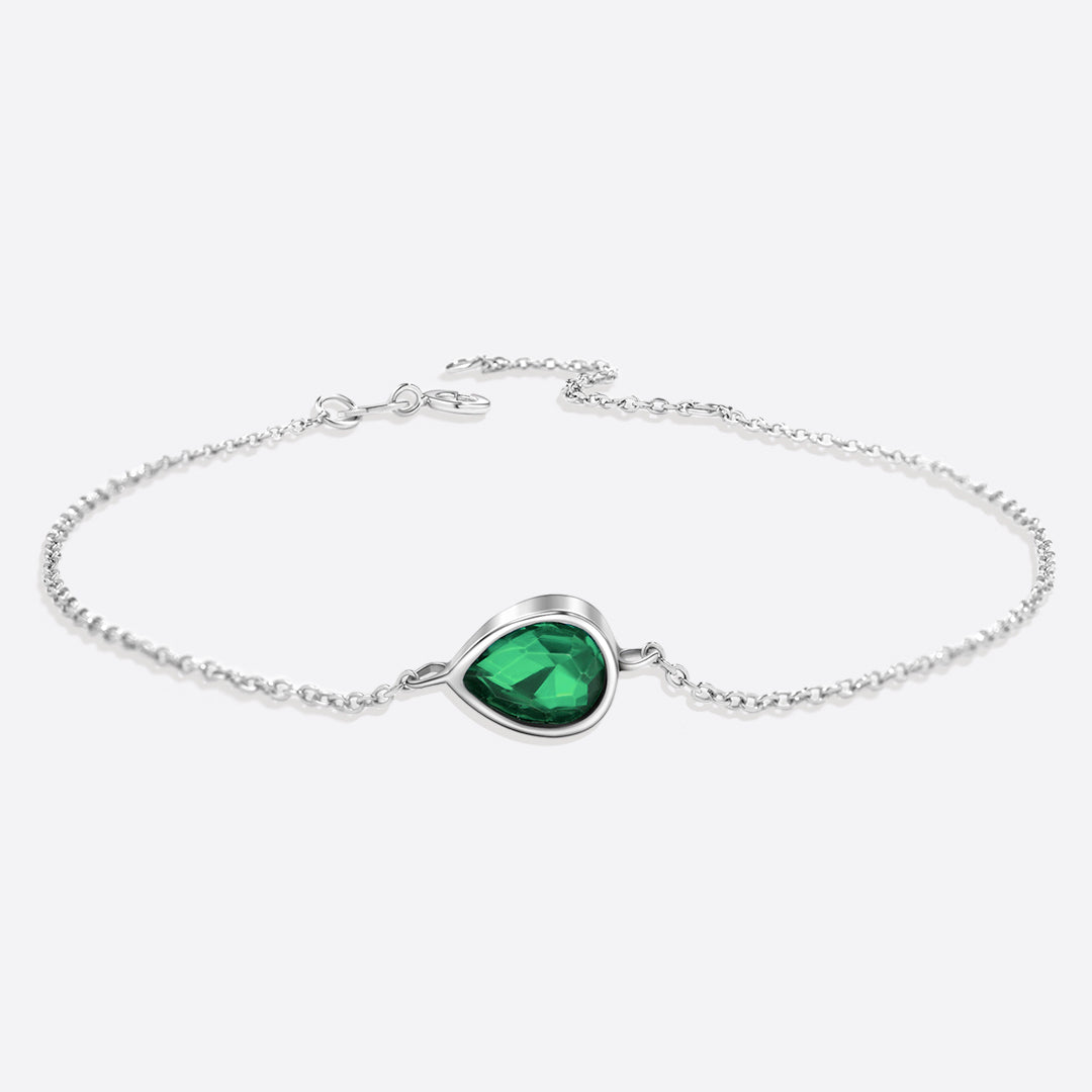 Teardrop Birthstone Bracelet in 925 sterling silver with May birthstone
