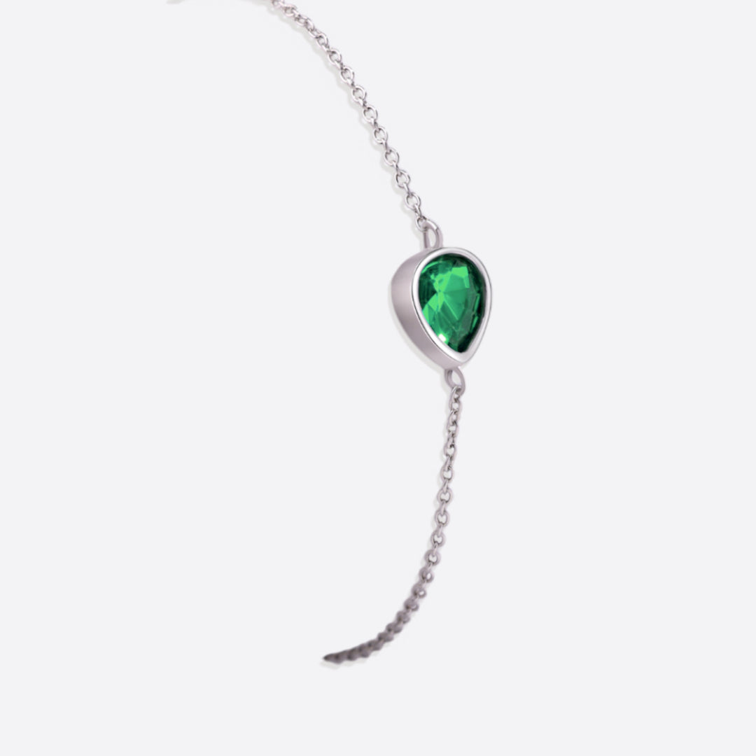 Teardrop Birthstone Bracelet in 925 sterling silver with May birthstone