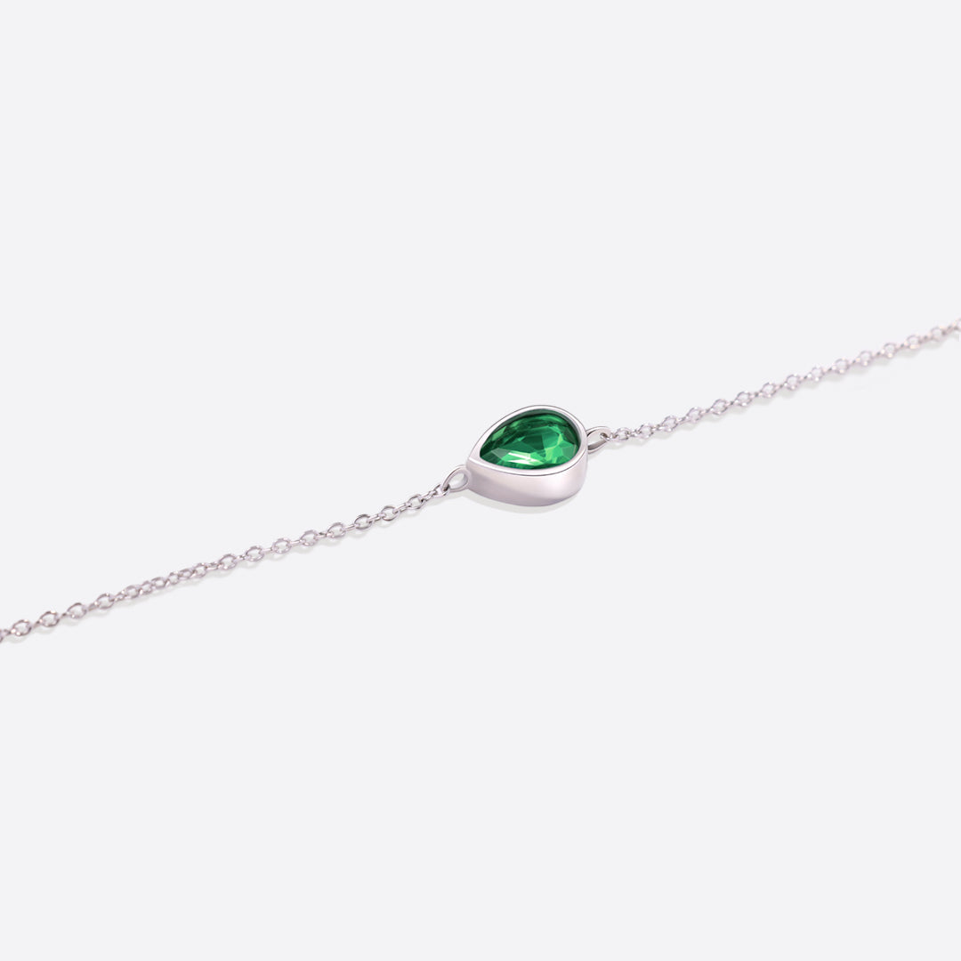 Teardrop Birthstone Bracelet in 925 sterling silver with May birthstone