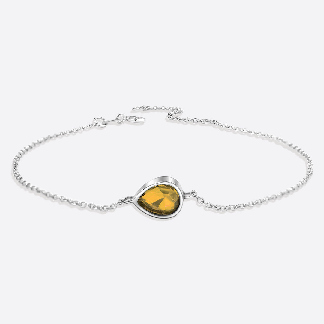 Teardrop Birthstone Bracelet in 925 sterling silver with November birthstone
