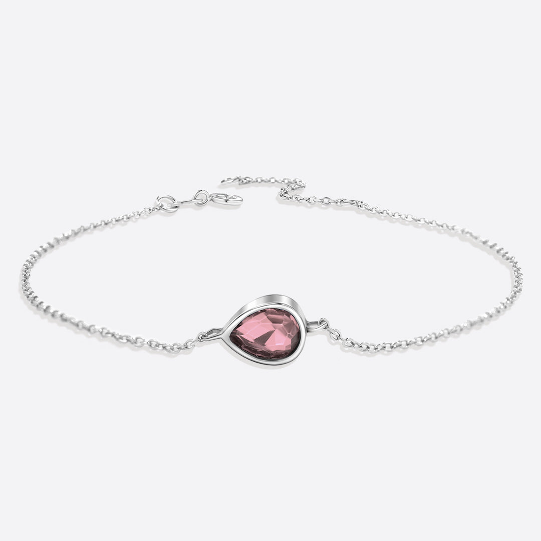 Teardrop Birthstone Bracelet in 925 sterling silver with October birthstone