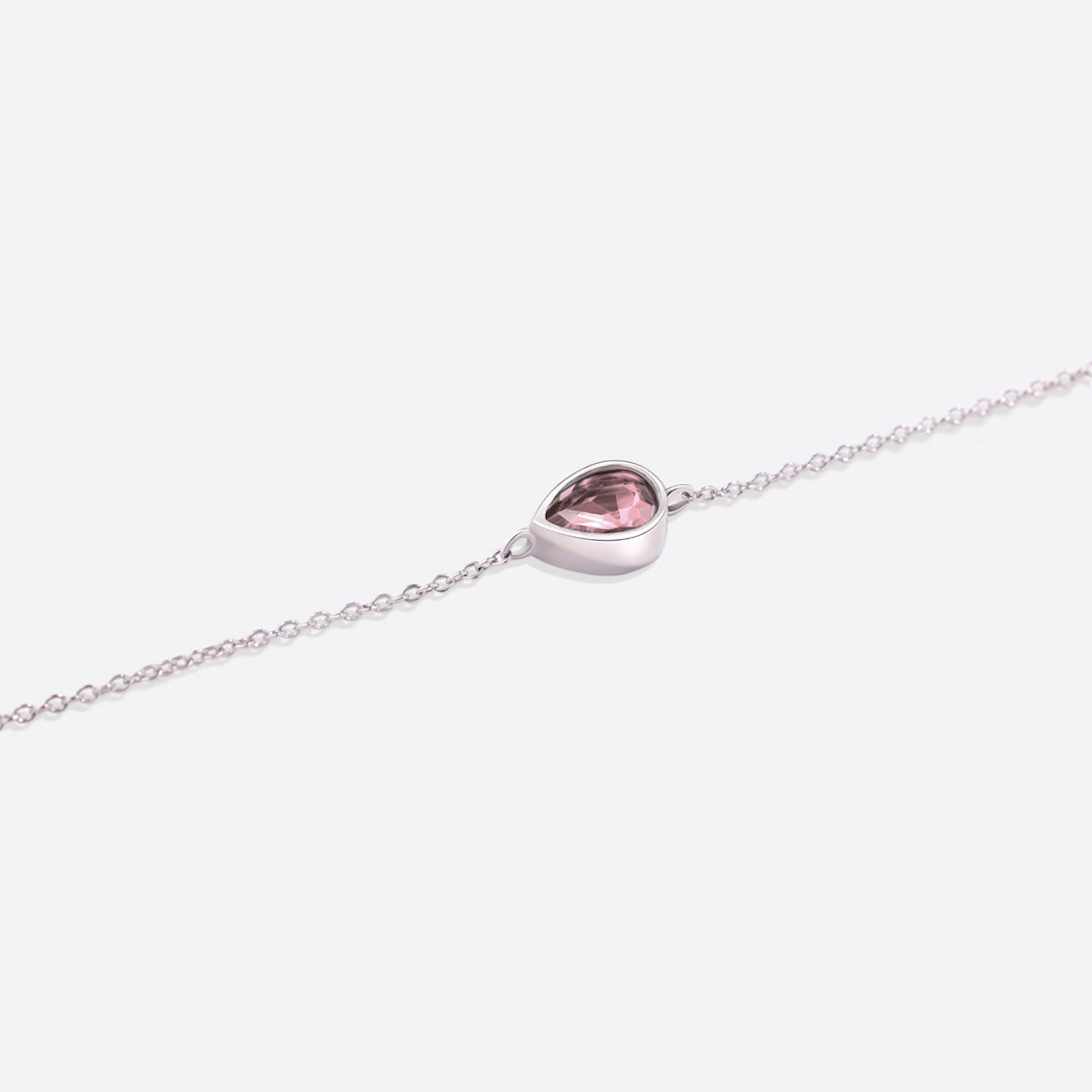 Teardrop Birthstone Bracelet in 925 sterling silver with October birthstone