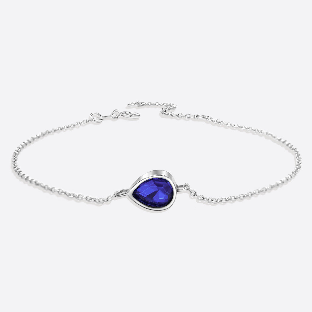Teardrop Birthstone Bracelet in 925 sterling silver with September birthstone