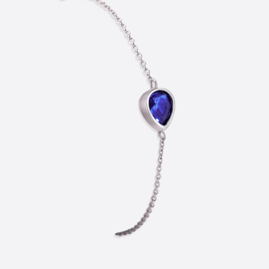 Teardrop Birthstone Bracelet in 925 sterling silver with September birthstone