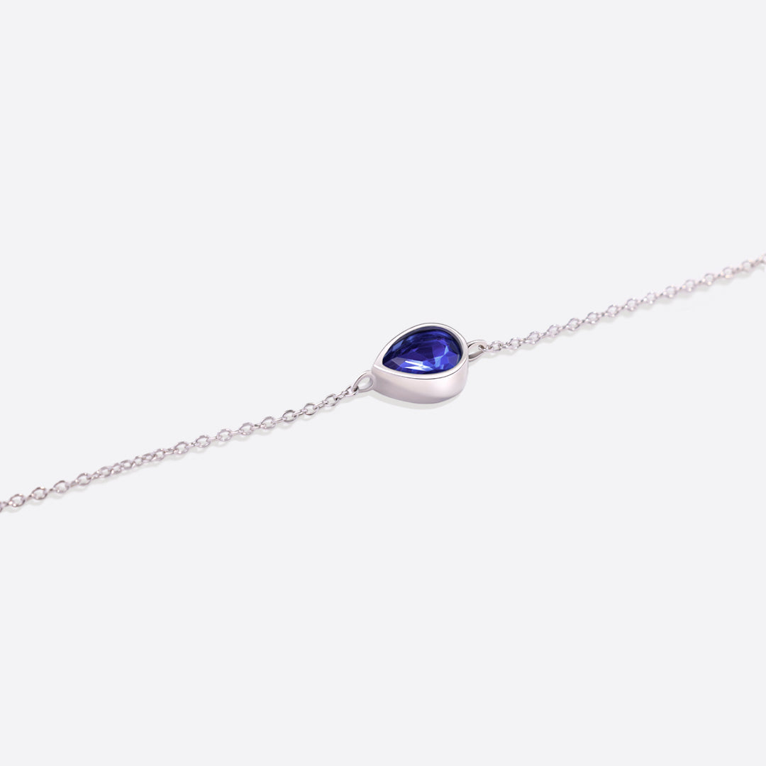 Teardrop Birthstone Bracelet in 925 sterling silver with September birthstone