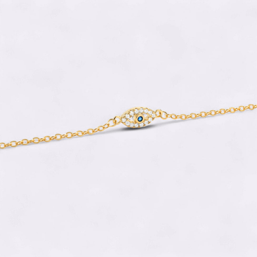 Dainty Evil Eye Charm Bracelet in gold tone