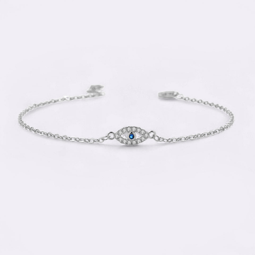 Dainty Evil Eye Charm Bracelet in 925 sterling silver